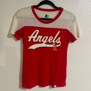 Women’s Los Angeles Angels Red/White T- Starter Brand Size Small *EUC*